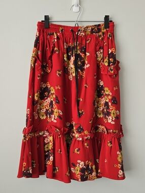 Coach Daisy Ruffle Midi Skirt With Drawstring